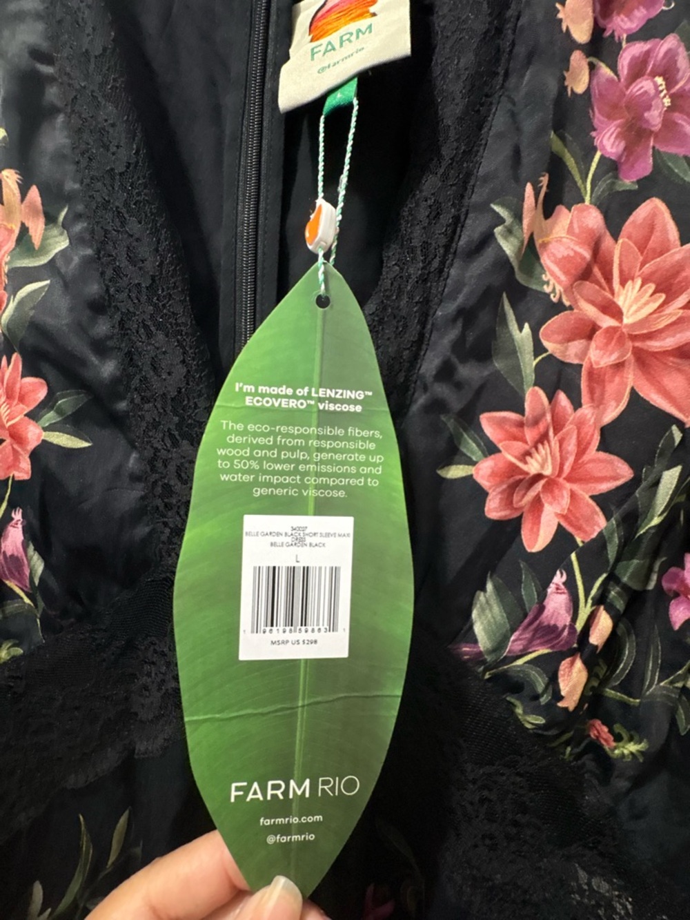 FARM Rio Black Belle Garden Lenzing™ Ecovero™ Viscose Maxi Dress - Picture 4 of 5